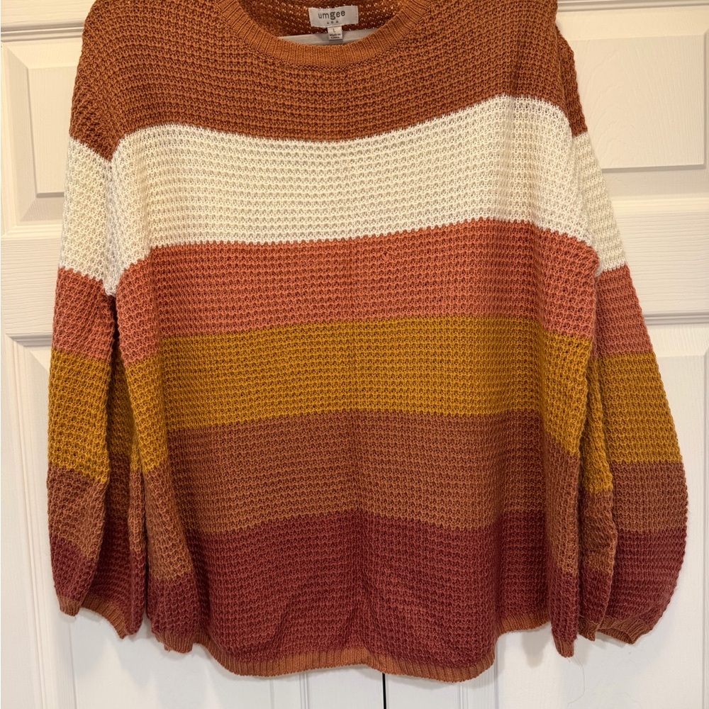 Umgee Rust and Mustard Striped Sweater